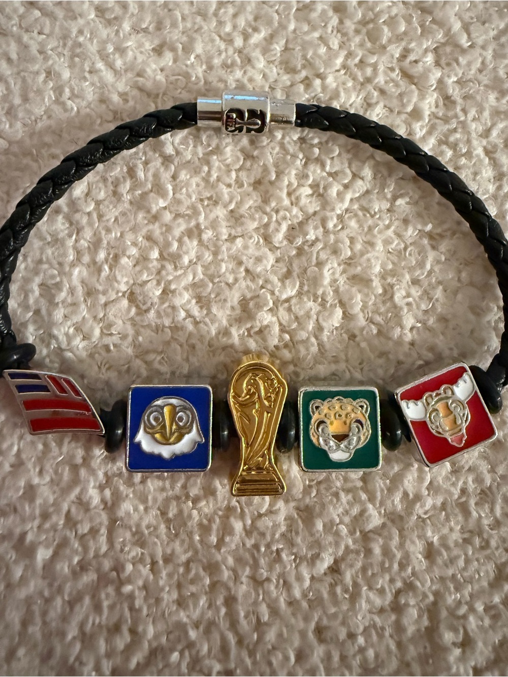 FIFA 2026 official Soccer Themed Braided Leather
Charm Bracelets